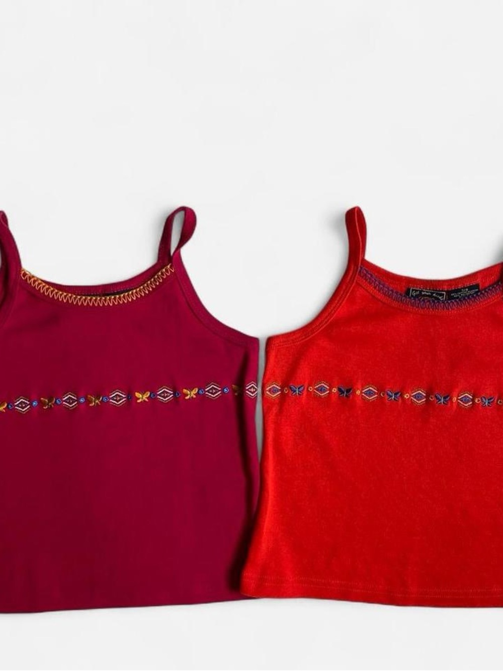 Set of 2 girls vintage Y2K butterfly boho tank tops